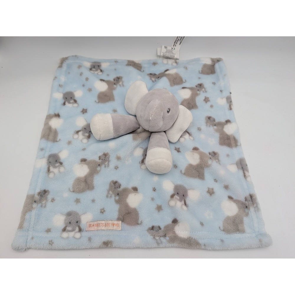 Blankets Beyond Elephant Lovey Security Blanket Blue Gray Star Print